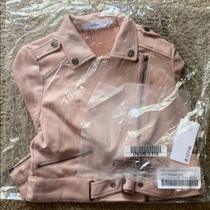 Brand new, pink faux suede moto jacket
